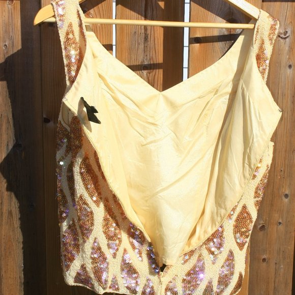 Danier Sleeveless Silk Sequined Top Leather Shell Top Women's Large - Picture 3 of 4